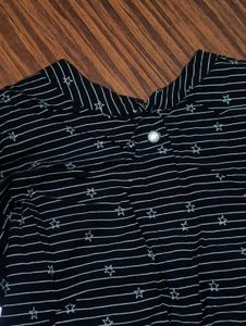 Striped Star Print Long Sleeve Mini Dress