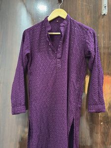 Purple Embroidered Kurta