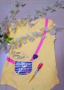 Kids Summer Wear T Shirt With Cute Bag Design