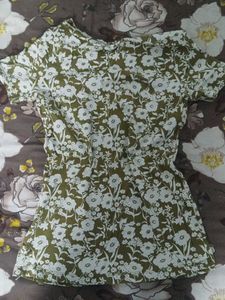 Floral Print Olive Green Top