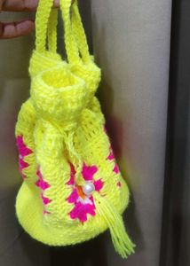 Yellow Crochet Pouch