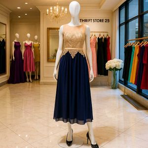 Elegant Navy & Gold  Dress