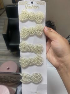 Pearl Bow Hair Clips (Set of 5)