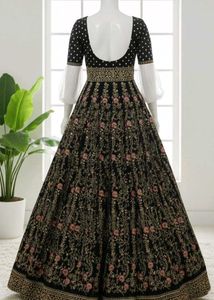 Elegant Black &amp; Pink Ethnic Gown