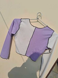 Two-Tone Long Sleeve Crop Top