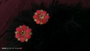 Dark Pink Flower Earrings✨🌹