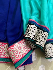 Elegant Blue &amp; Turquoise Saree
