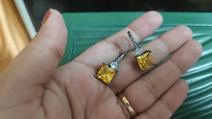 CZ Silver Plated Studded Square Earrings