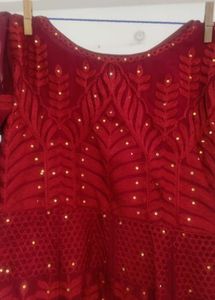 Maroon Embroidered Anarkali Dress