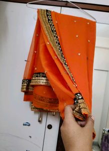 Beautiful Orange Super Soft Chiffon Saree