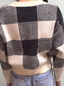 Checked Knit Sweater