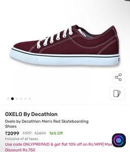 Decathlon Maroon Skateboarding Lace Up Sneakers
