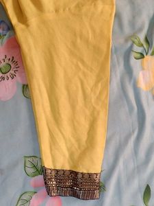 Yellow Kurti with Gold Detail