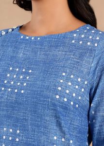 Blue Printed Kurta with Pants