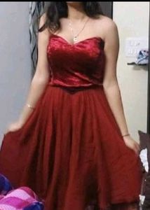 Burgundy Strapless Mini Dress