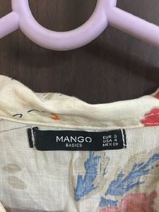 Mango Basics Flower Printed Cream Top