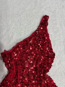Red Sequin One-Shoulder Top