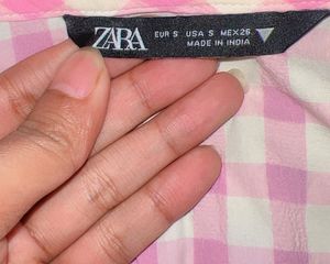 Pink Gingham Tie-Front Crop Top