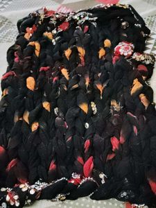 Unique Black & Orange Embellished Textile