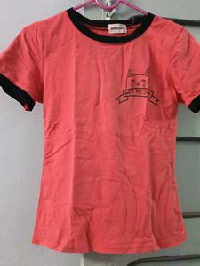 Salmon Ringer Tee - "Not Meow" Graphic