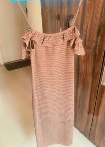 Brown Off-Shoulder Bodycon Dress