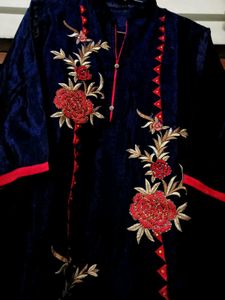 Beautiful Embroidered Rose Kurti Suit Set Dupata
