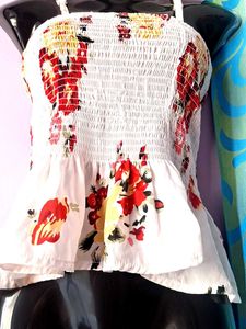 Floral Smocked Peplum Top