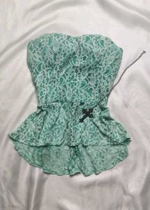 Lace Peplum Tube Top