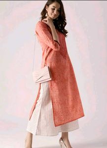 Embroidered Sharbati (Pastel Orange) Kurta