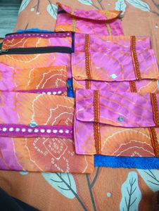 Bandhani Clutch with Mirror Details