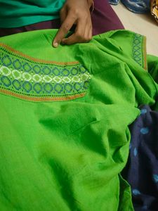 Green Embroidered Kurta