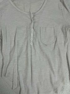 White Long Sleeve Button Top