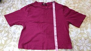 Burgundy Textured Crop Top