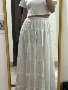 White Tiered Maxi Skirt