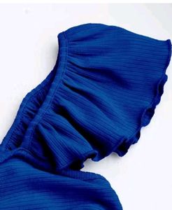 Blue Ruffled Crop Top