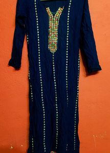 Embroidered Navy Kaftan