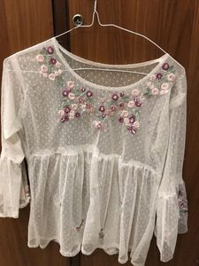 Mesh Peplum Top