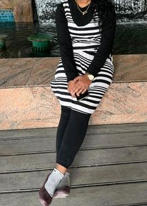 short printed striped dress