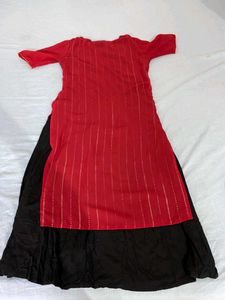 Red &amp; Black Kurta Set