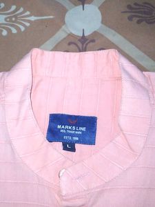 Men’s Peach Cotton Kurta Style Shirt