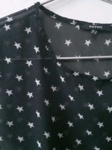 Star Print Sheer Top