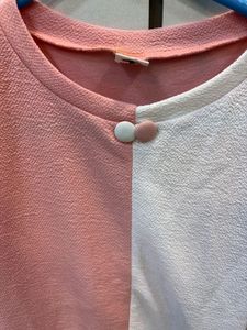 Pink Colorblock Long Sleeve Dress - With back belt