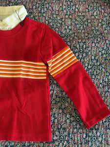 Red Striped Long Sleeve Shirt