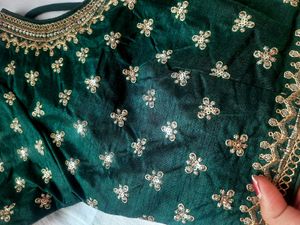 Emerald Green Embellished Saree Blouse