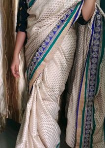 Beautiful Cream Butta Saree