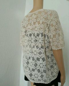 Crochet Flower Mesh Shirt