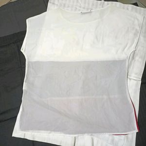 White Red Blue Stripes Top For Women