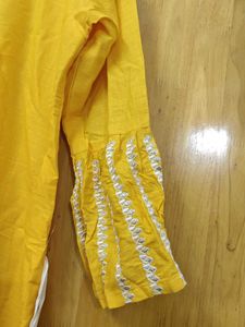Yellow Embroidered Kurti