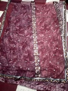 Pink Saree Half Net &amp; Georgette