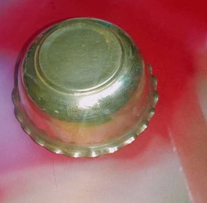 Yellow Cotton Saree, White Dhoti, Brass Bowl